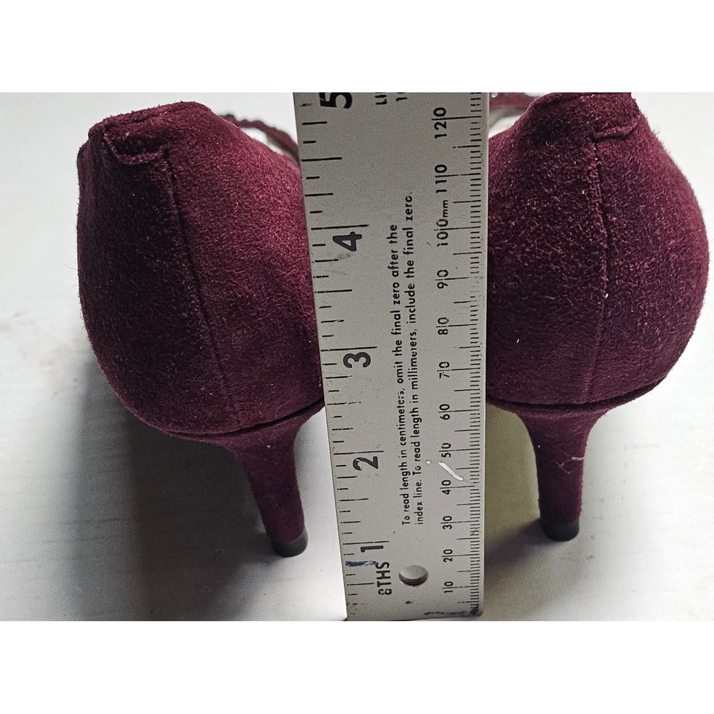 Isaac Mizrahi Live Embellished Velvet‎ Block Heel Pumps Wine Burgundy Womens 6M - Picture 6 of 11